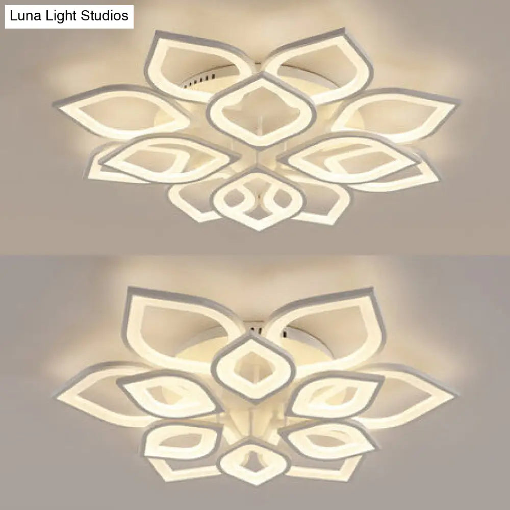 Wide Leaf Flush Ceiling Light - Simple Acrylic Led Mount Fixture In Warm/White/Natural 31.5/39