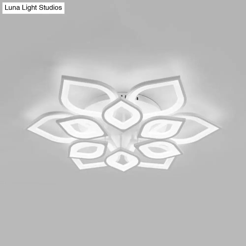 Wide Leaf Flush Ceiling Light - Simple Acrylic Led Mount Fixture In Warm/White/Natural 31.5/39 White