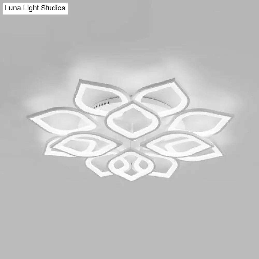 Wide Leaf Flush Ceiling Light - Simple Acrylic Led Mount Fixture In Warm/White/Natural 31.5/39 White