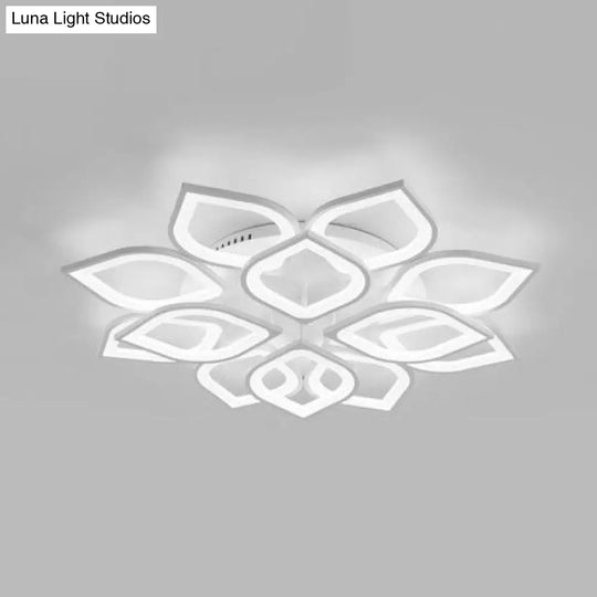 Wide Leaf Flush Ceiling Light - Simple Acrylic Led Mount Fixture In Warm/White/Natural 31.5/39 White