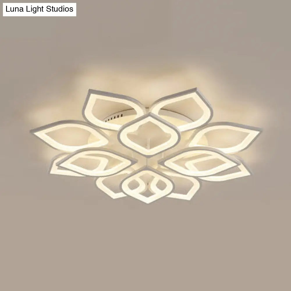 Wide Leaf Flush Ceiling Light - Simple Acrylic Led Mount Fixture In Warm/White/Natural 31.5/39 White