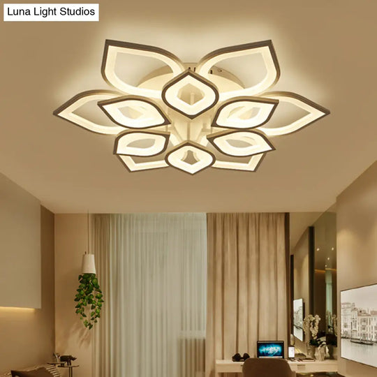 Wide Leaf Flush Ceiling Light - Simple Acrylic Led Mount Fixture In Warm/White/Natural 31.5/39