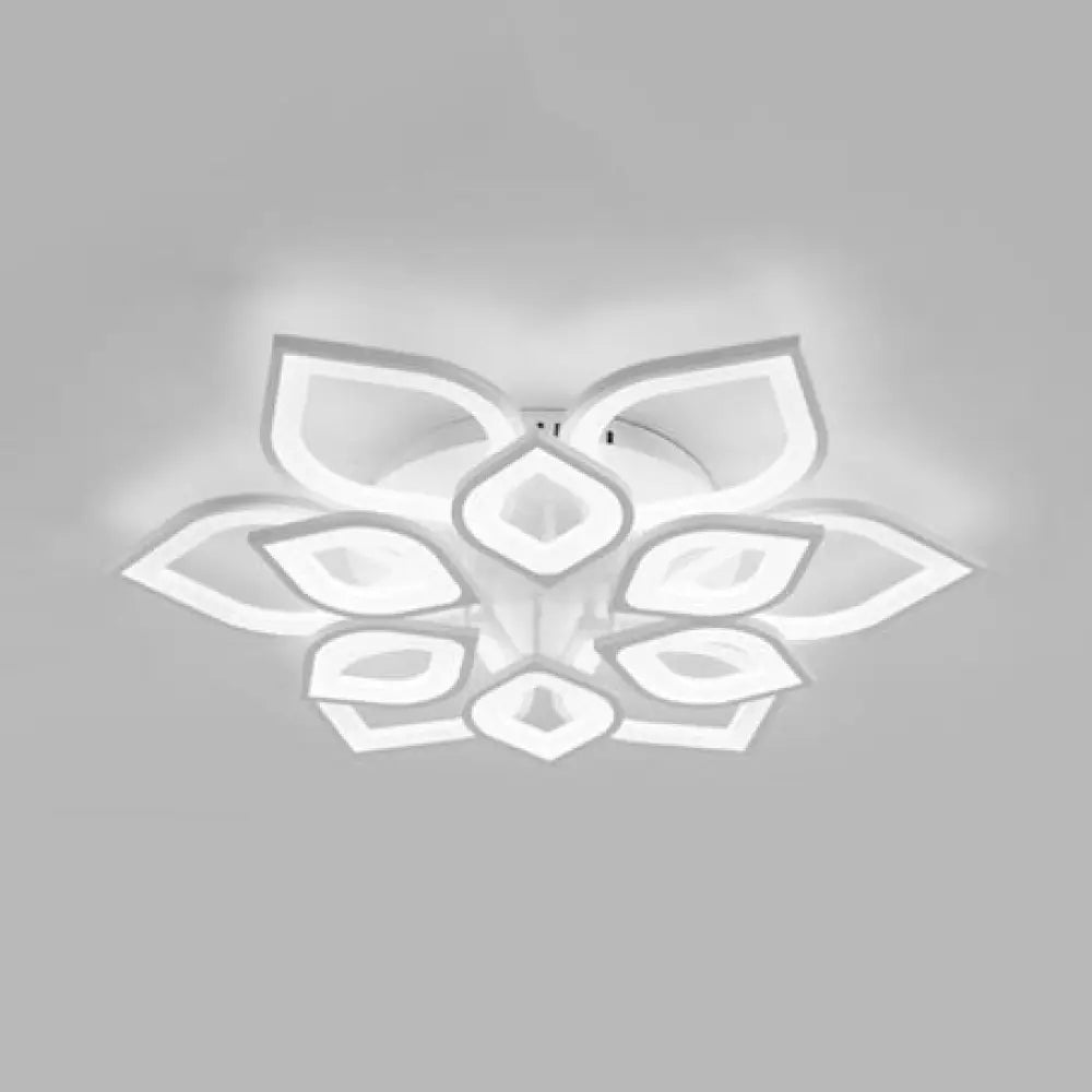 Wide Leaf Flush Ceiling Light - Simple Acrylic Led Mount Fixture In Warm/White/Natural 31.5’/39