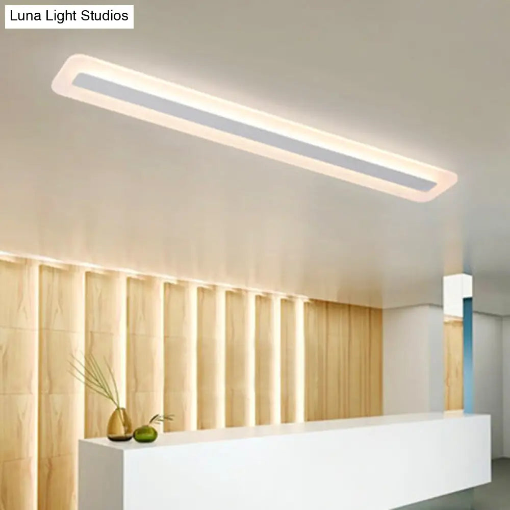 Wide Linear Led Modern Ceiling Light Fixture - 16/23/31.5 Flushmount Reception Acrylic Warm/White