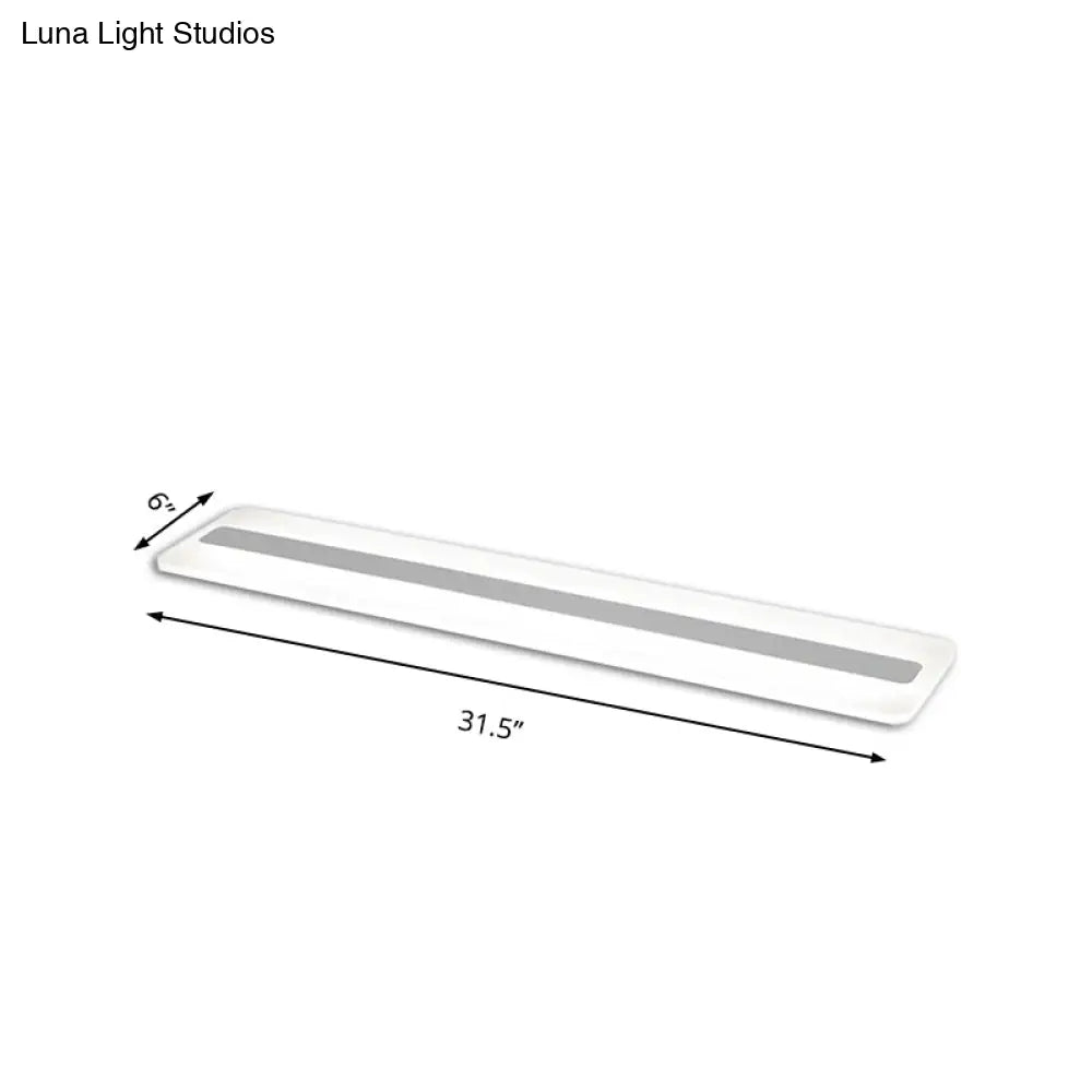 Wide Linear Led Modern Ceiling Light Fixture - 16/23/31.5 Flushmount Reception Acrylic Warm/White