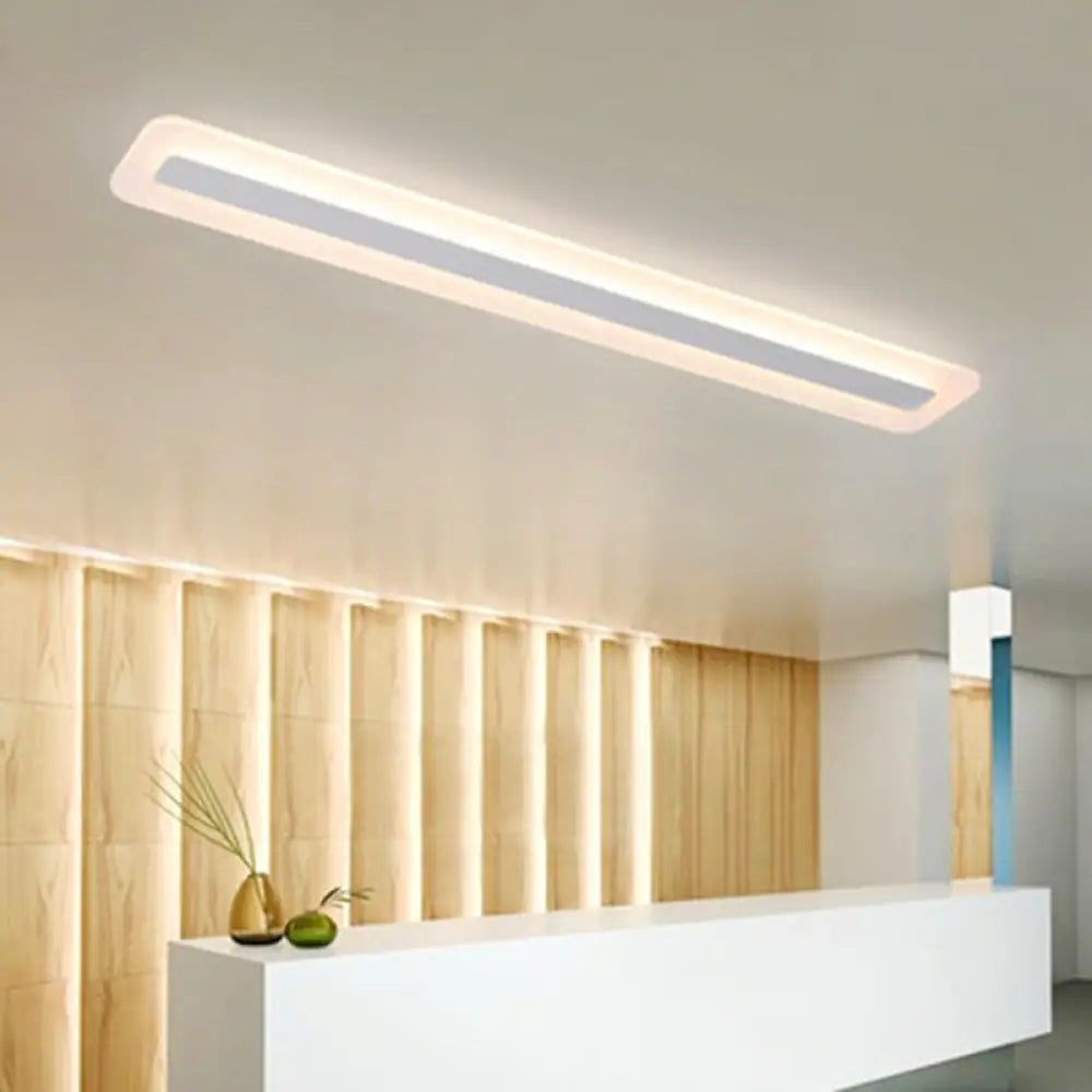 Wide Linear Led Modern Ceiling Light Fixture - 16’/23’/31.5’ Flushmount Reception Acrylic