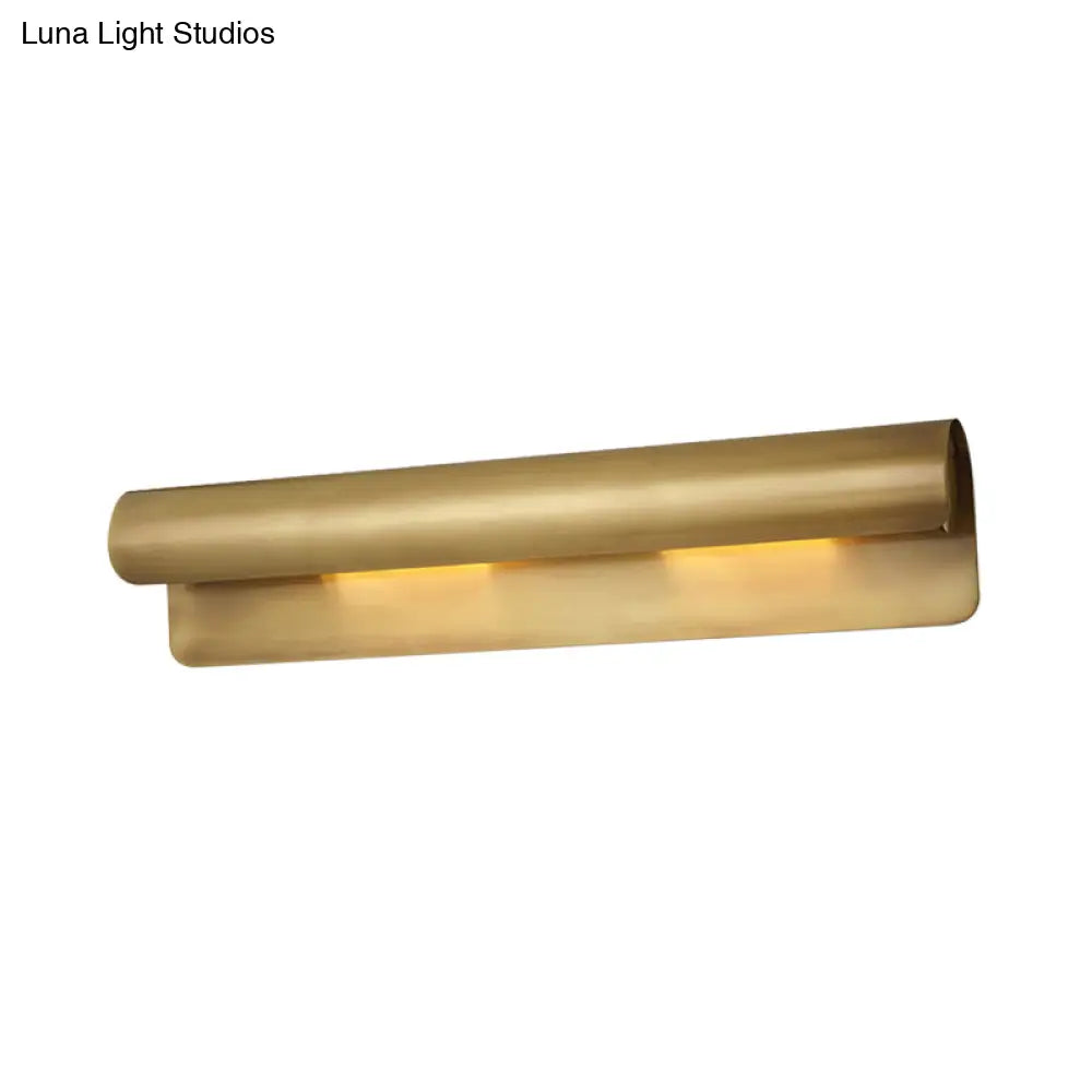 Wide Metal Brass Flush Mount Colonial Sconce Light For Bedroom - 10/19.5 Curve Style 1/2-Head