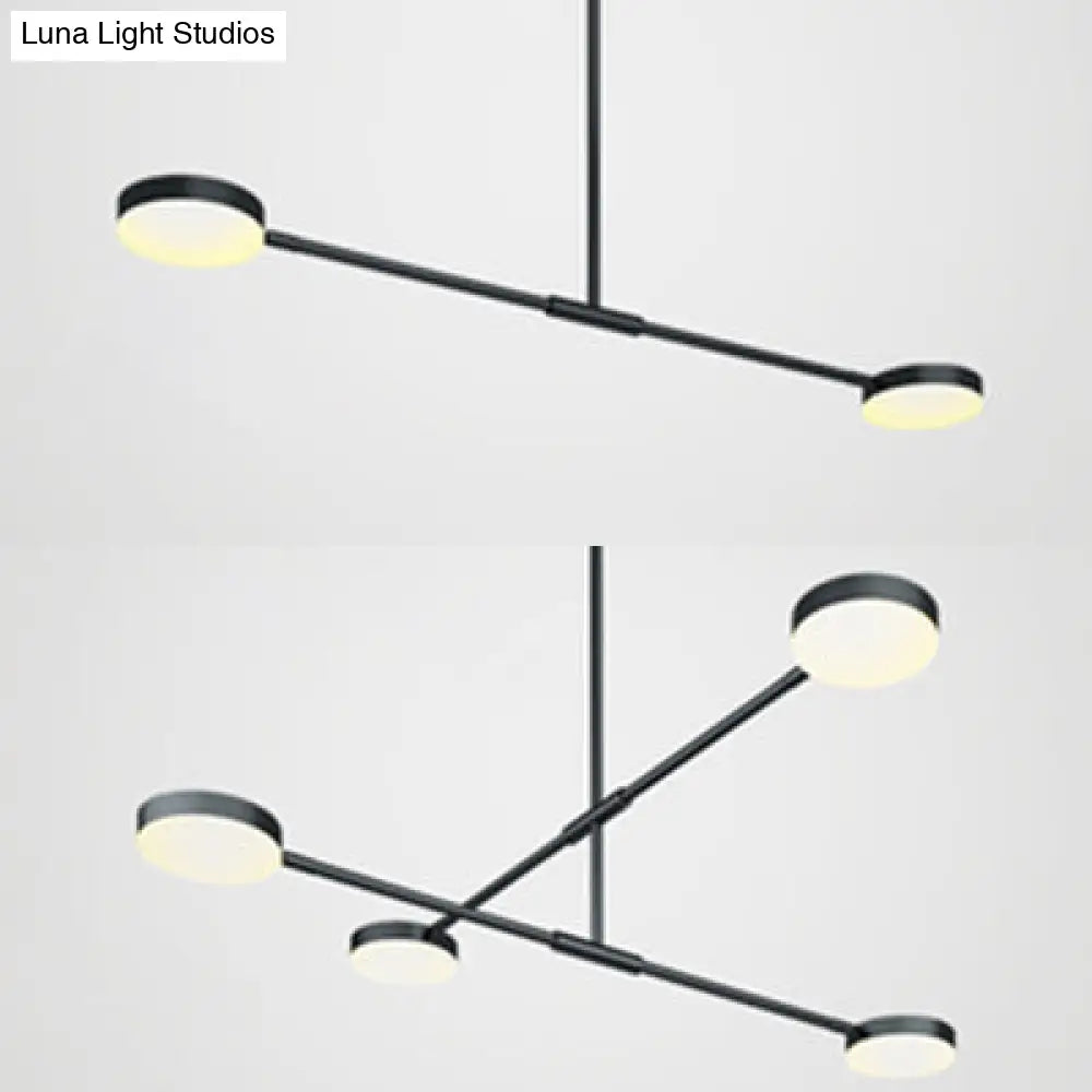 Willow - Stylish Linear Chandelier: 2/4 Lights Led Black Hanging Light