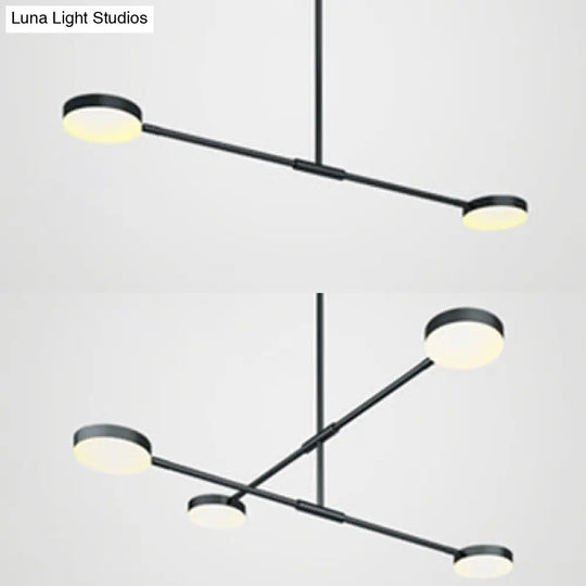 Willow - Stylish Linear Chandelier: 2/4 Lights Led Black Hanging Light