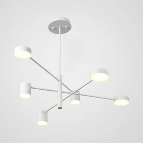 Simple Style Black/White Metal Multi-Tier Asymmetrical 2/4/6/8-Head Pendant Light In