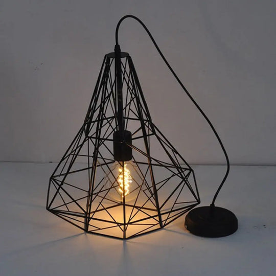 Wire Cage Pendant Light - Black Metal Ceiling Lamp For Restaurants