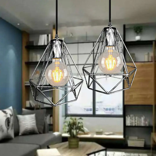 Wire Cage Pendant Light In Black/Copper/Gold | Ideal For Living Room Lighting Aged Silver