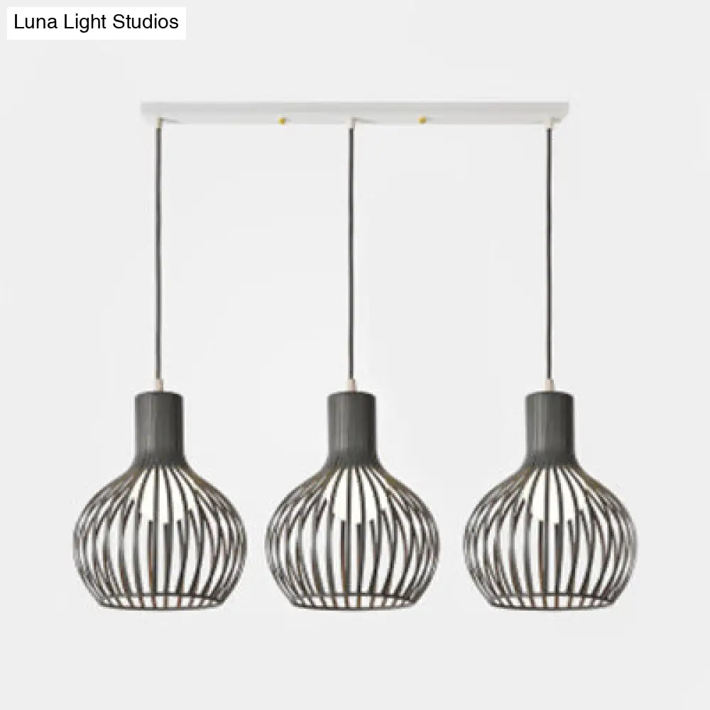 Industrial Dining Room Hanging Light With Metal Dome Shade In Grey/Pink - Set Of 3 Bulbs Grey /