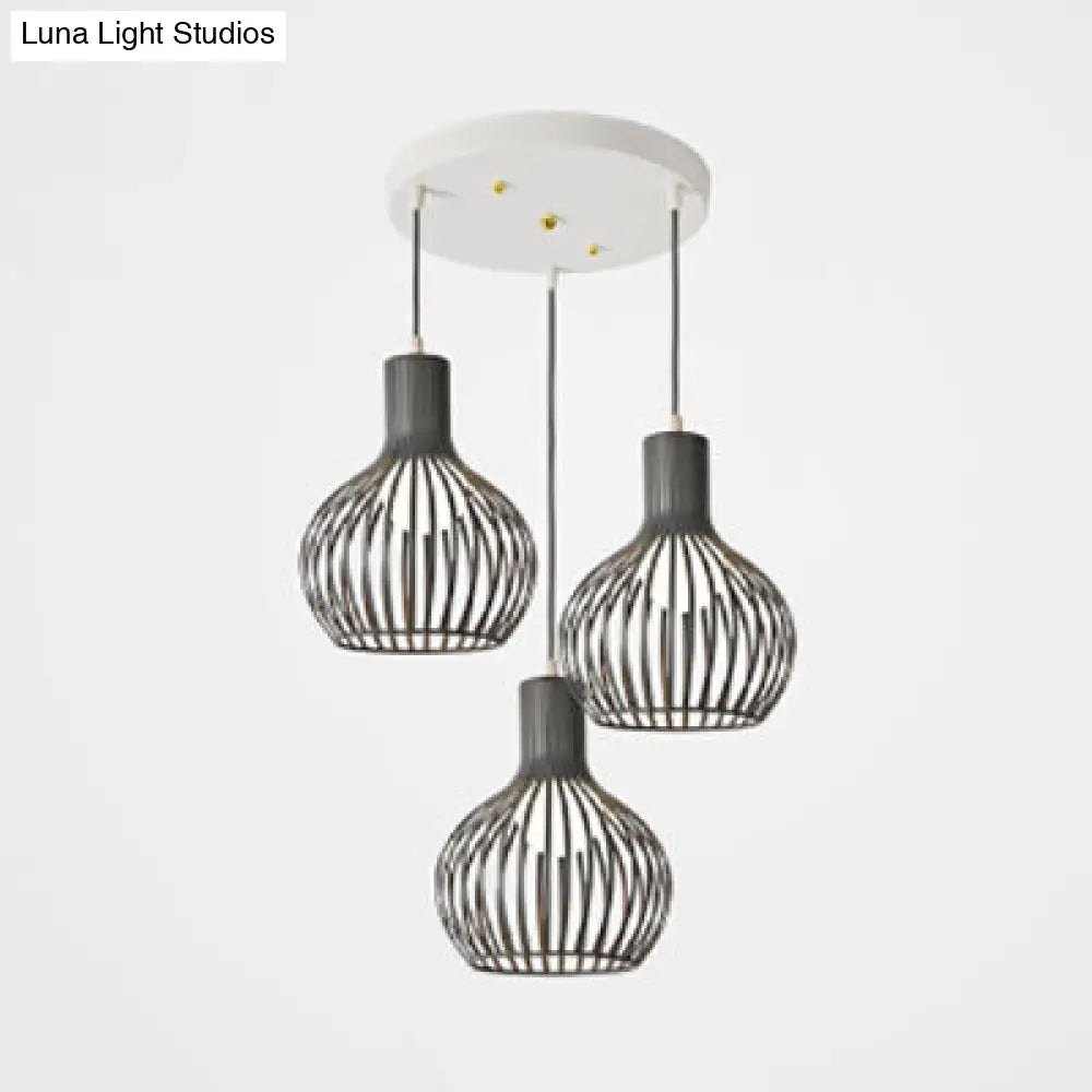 Industrial Dining Room Hanging Light With Metal Dome Shade In Grey/Pink - Set Of 3 Bulbs Grey /