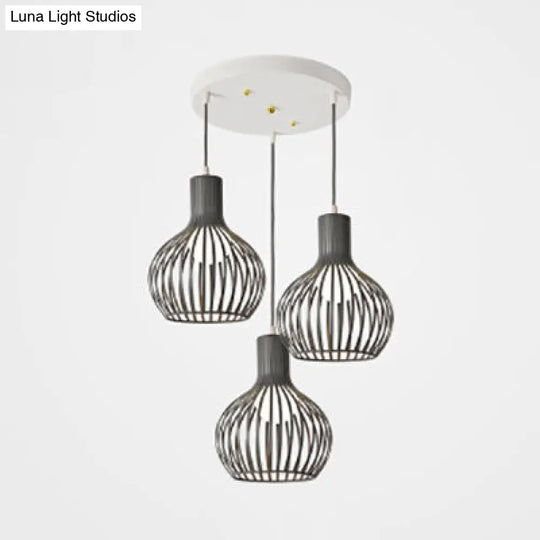 Industrial Dining Room Hanging Light With Metal Dome Shade In Grey/Pink - Set Of 3 Bulbs Grey /