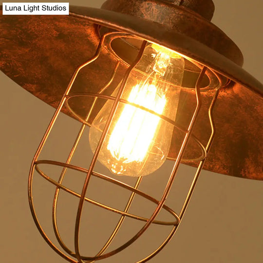 Wire Guard Hanging Light With Pipe Design - 2-Light Weathered Copper Iron Island Lighting

Note: