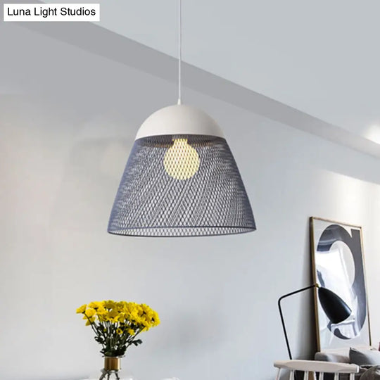 Wire Mesh Pendant Lamp With Dome Shade - Nordic Metallic Suspended Light In Blue/Green/Orange