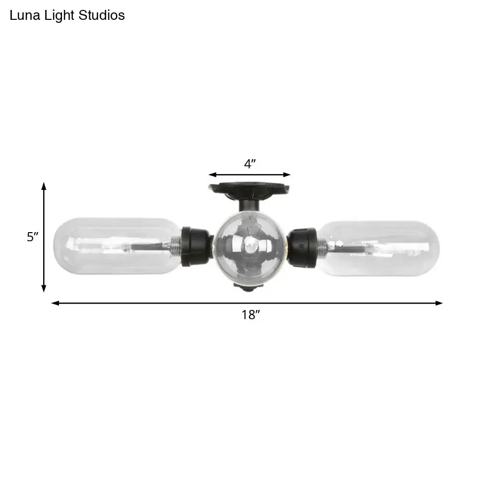 With A Pipe Design: Industrial Metal Black Sconce Light Featuring Capsule Shade Wall Lighting