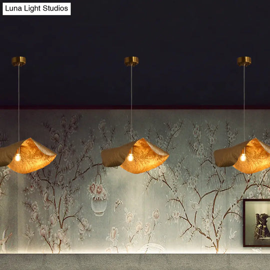 Postmodern Brass Pendant Lamp With Withered Leaf Design