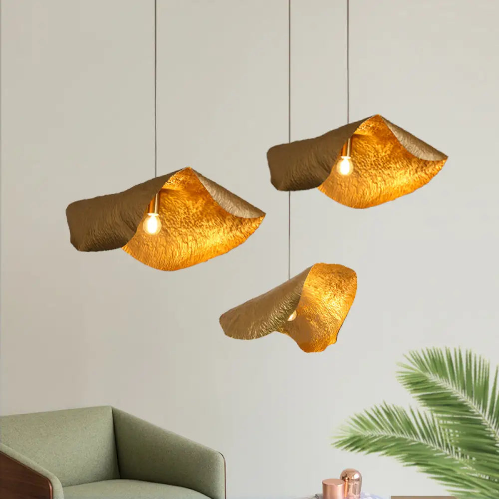 Withered Leaf Parlor Hanging Lamp In Brass - Modern Pendant Lighting Fixture