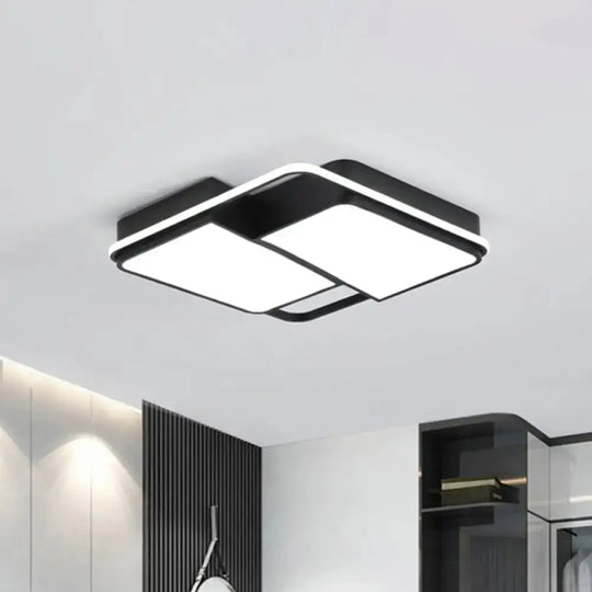 Black Flushmount LED Ceiling Light for Bedroom - Modernist Acrylic Design with/without Remote Control