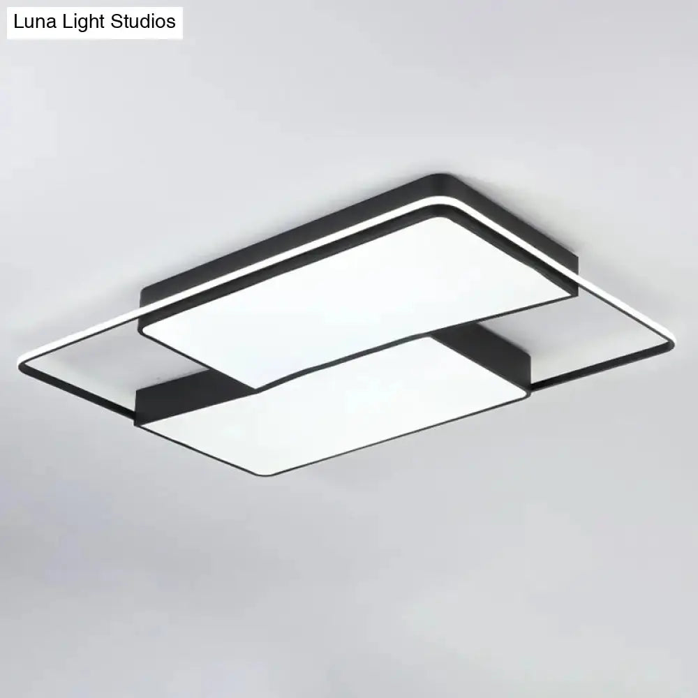 Black Flushmount LED Ceiling Light for Bedroom - Modernist Acrylic Design with/without Remote Control