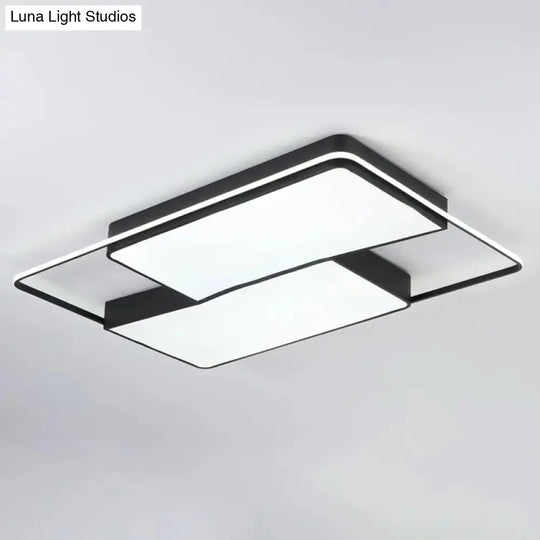 Black Flushmount LED Ceiling Light for Bedroom - Modernist Acrylic Design with/without Remote Control