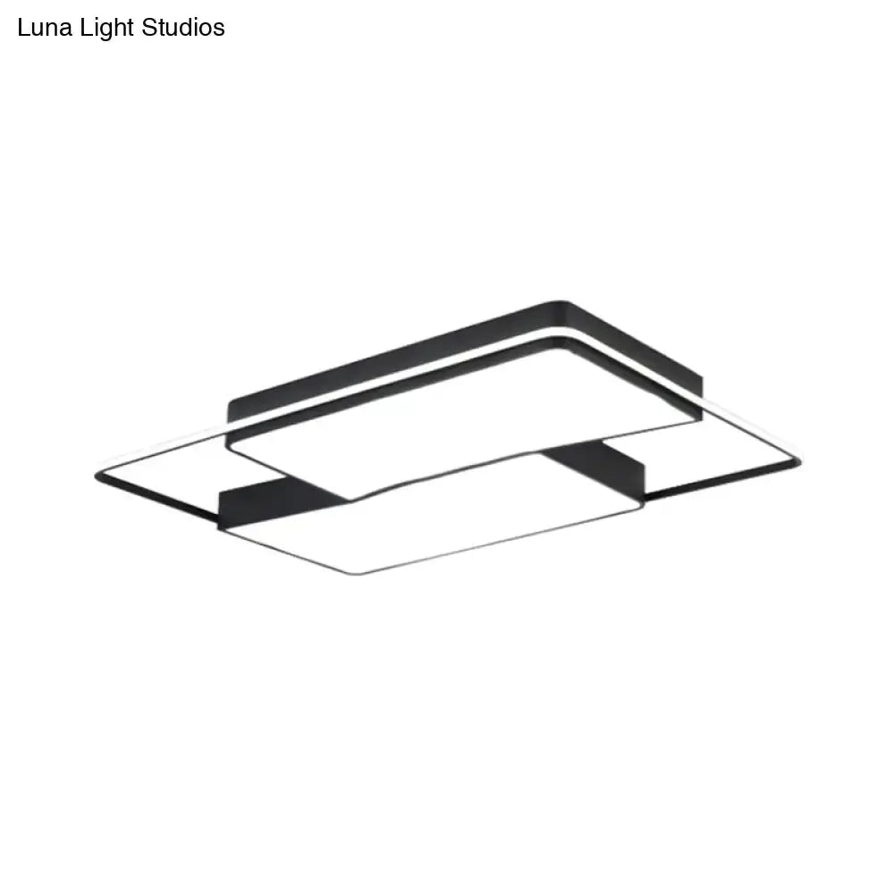 Black Flushmount LED Ceiling Light for Bedroom - Modernist Acrylic Design with/without Remote Control