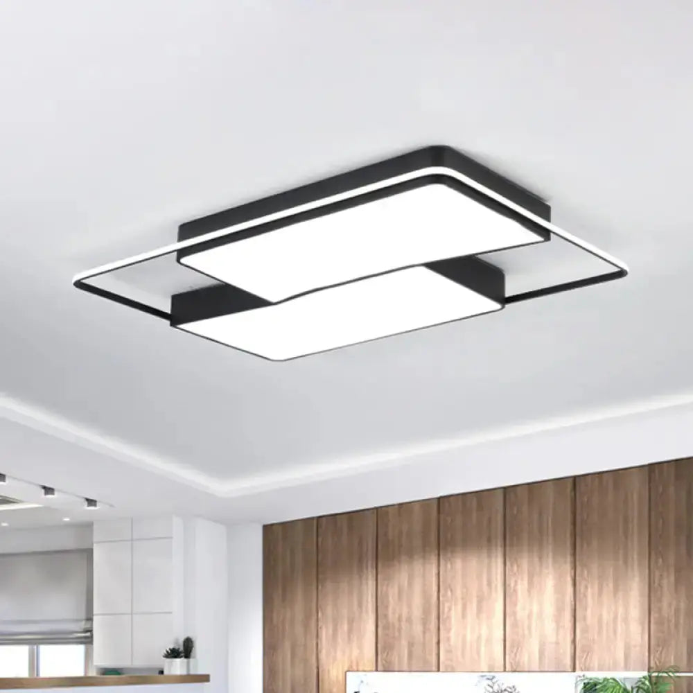 Black Flushmount LED Ceiling Light for Bedroom - Modernist Acrylic Design with/without Remote Control