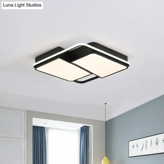 Black Flushmount LED Ceiling Light for Bedroom - Modernist Acrylic Design with/without Remote Control