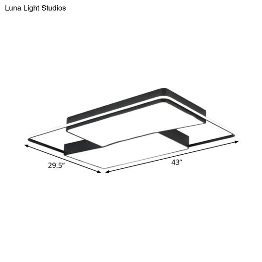 Black Flushmount LED Ceiling Light for Bedroom - Modernist Acrylic Design with/without Remote Control