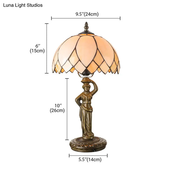 Women-Shaped Base Desk Lamp: Classic Glass Reading Light For Coffee Shops - 1 Umbrella Design