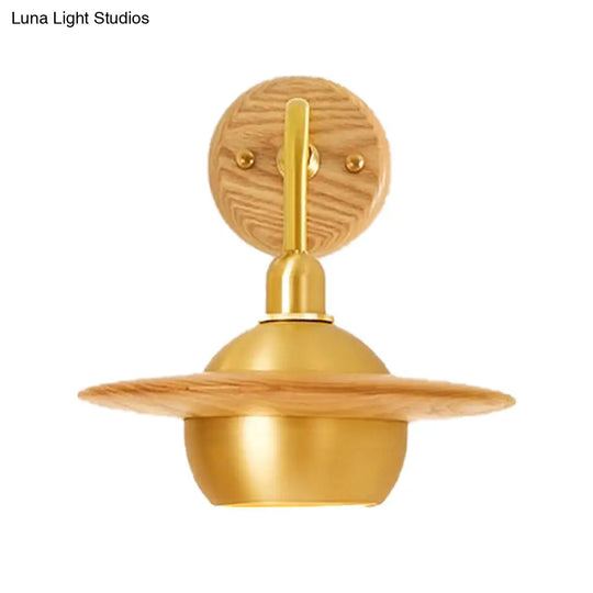 Wood Dome Wall Sconce - Asian-Inspired Bedroom Lighting Fixture