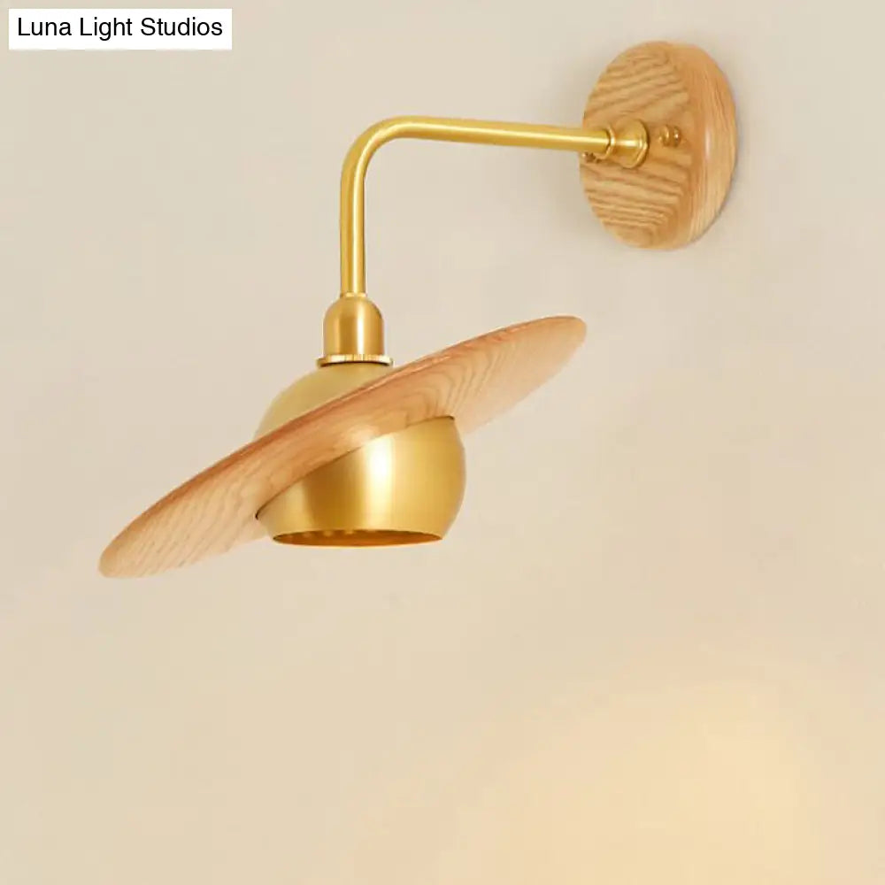 Wood Dome Wall Sconce - Asian-Inspired Bedroom Lighting Fixture