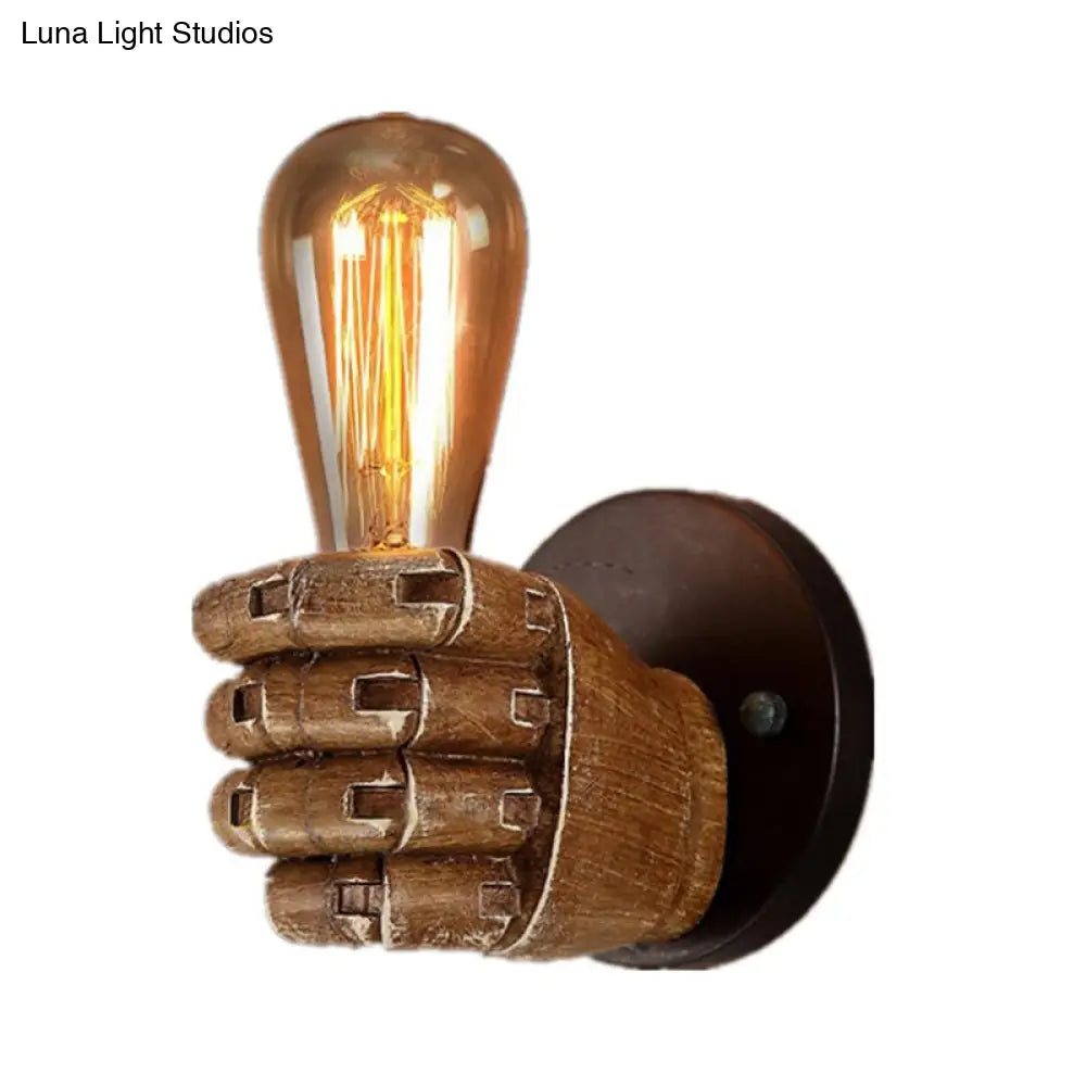 Wood Industrial Style Wall Sconce Light Fixture (1 Head) For Living Room With Right/Left Hand Shade