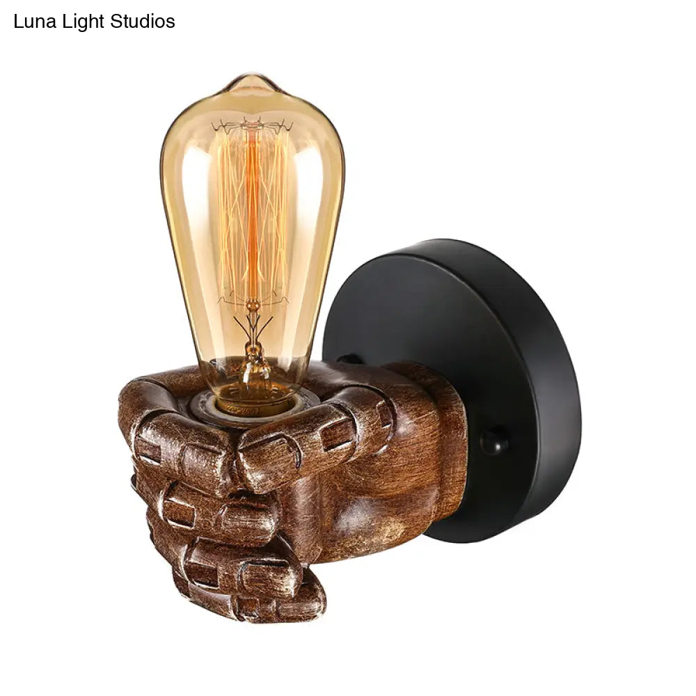 Wood Industrial Style Wall Sconce Light Fixture (1 Head) For Living Room With Right/Left Hand Shade