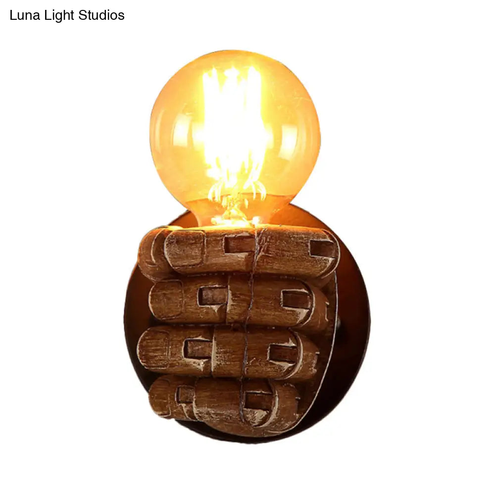 Wood Industrial Style Wall Sconce Light Fixture (1 Head) For Living Room With Right/Left Hand Shade