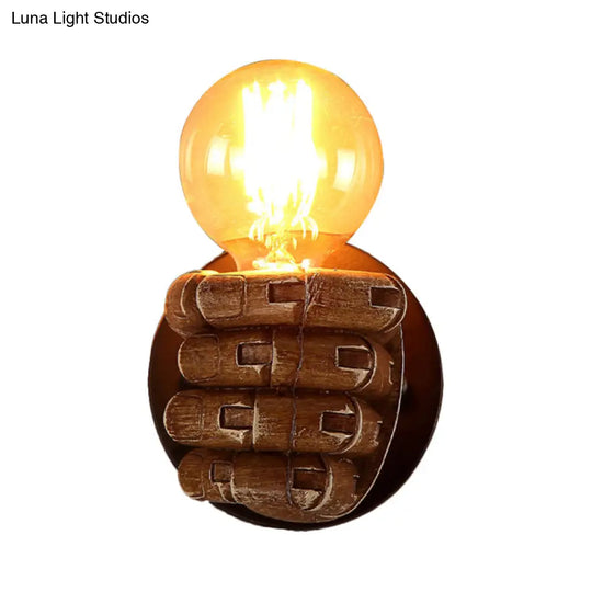 Wood Industrial Style Wall Sconce Light Fixture (1 Head) For Living Room With Right/Left Hand Shade