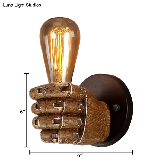 Wood Industrial Style Wall Sconce Light Fixture (1 Head) For Living Room With Right/Left Hand Shade