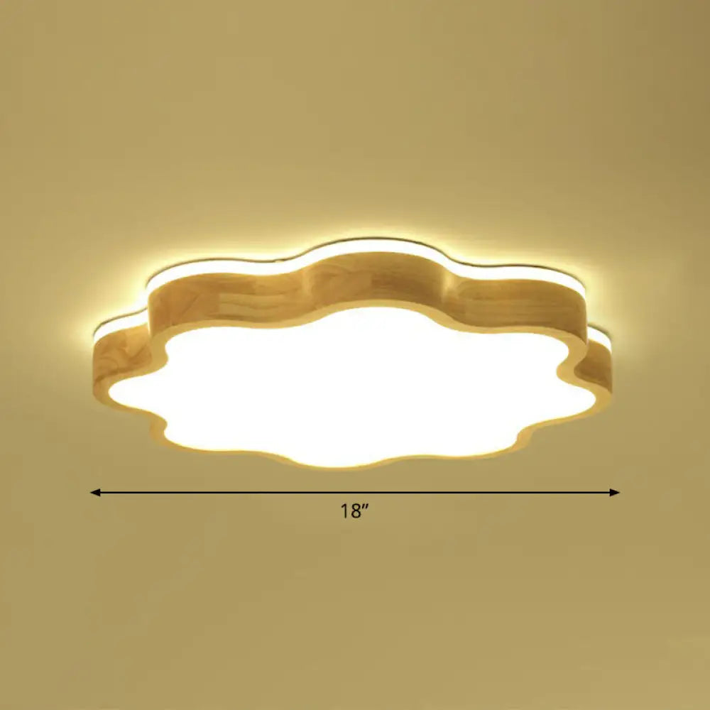 Wood Led Floral Flush Mount Ceiling Light For Bedroom / 18 Third Gear