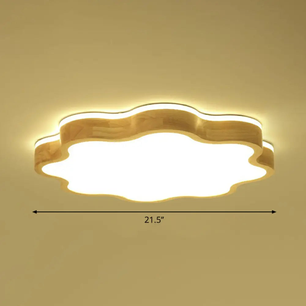 Wood Led Floral Flush Mount Ceiling Light For Bedroom / 21.5 Third Gear