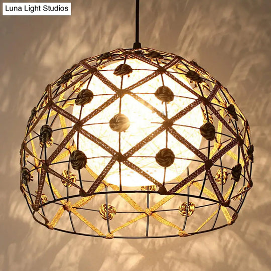 Wood Pendant Ceiling Light With Asian-Inspired Bamboo Shade