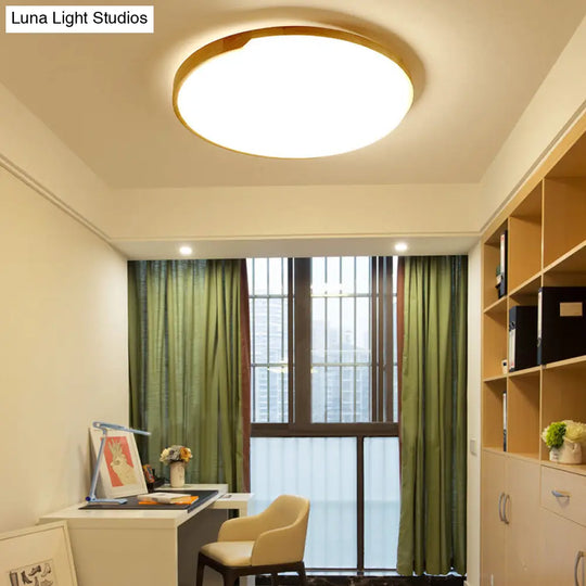 Wood Simplicity Ultra-Thin Round Led Flush Mount Bedroom Ceiling Light