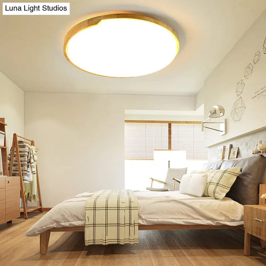 Wood Simplicity Ultra - Thin Round Led Flush Mount Bedroom Ceiling Light