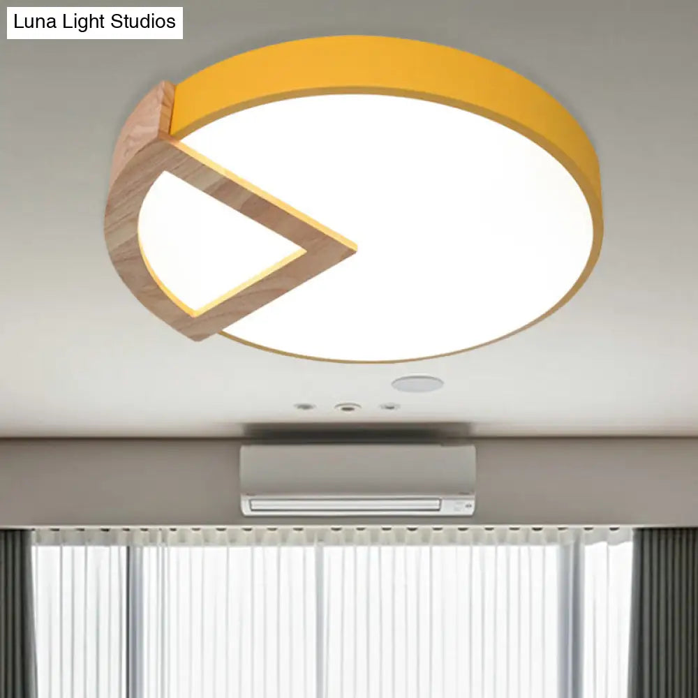 Wood Triangle Nordic Led Ceiling Lamp In 5 Colors (Warm/White) For Kindergarten