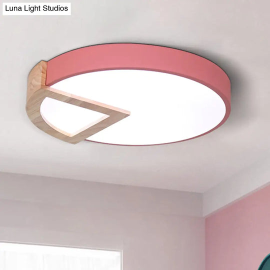 Wood Triangle Nordic Led Ceiling Lamp In 5 Colors (Warm/White) For Kindergarten