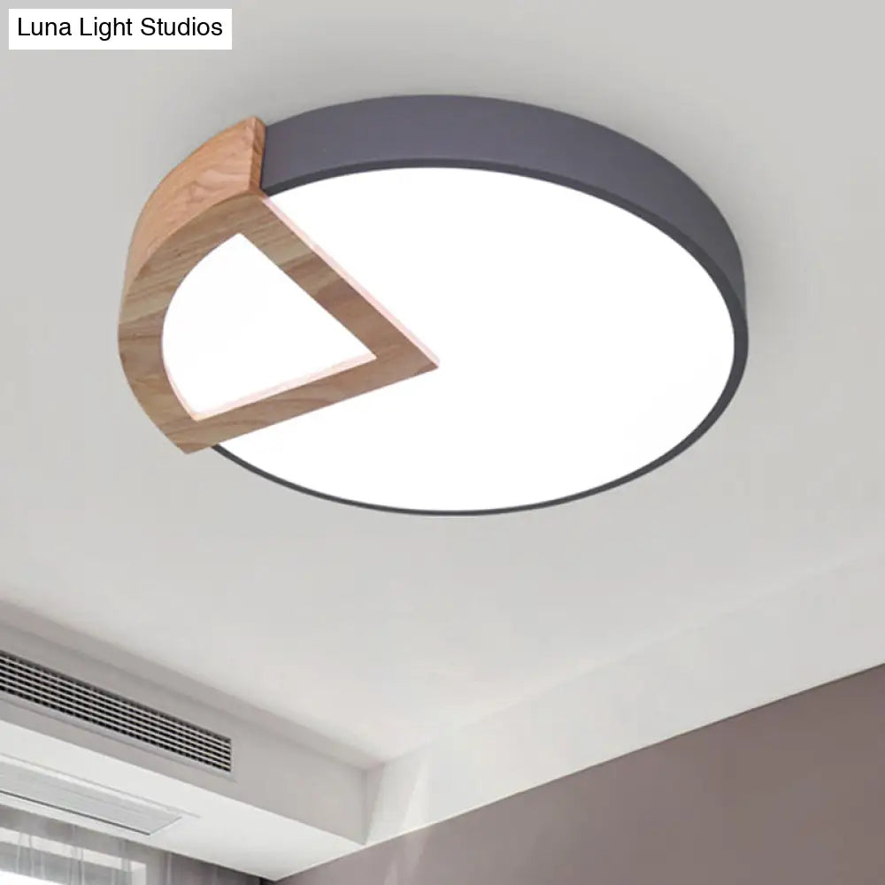 Wood Triangle Nordic Led Ceiling Lamp In 5 Colors (Warm/White) For Kindergarten Grey / 12 White