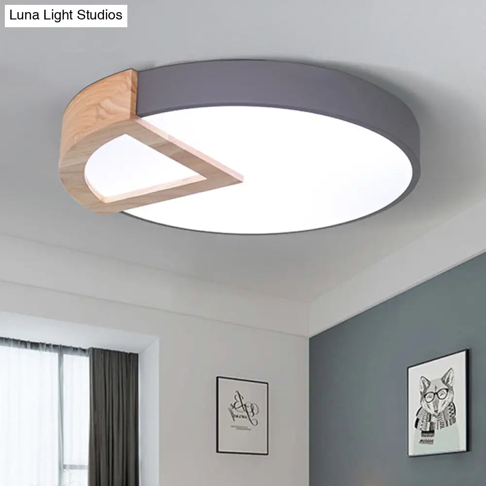 Wood Triangle Nordic Led Ceiling Lamp In 5 Colors (Warm/White) For Kindergarten