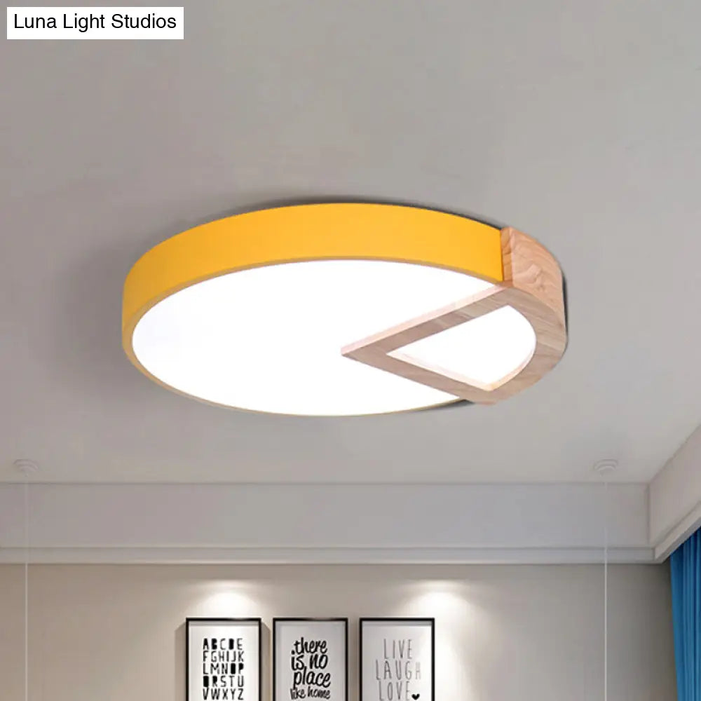 Wood Triangle Nordic Led Ceiling Lamp In 5 Colors (Warm/White) For Kindergarten Yellow / 12 Warm