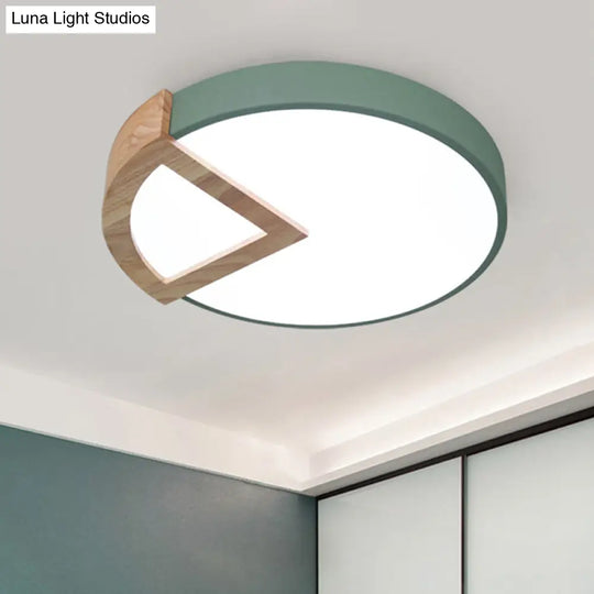 Wood Triangle Nordic Led Ceiling Lamp In 5 Colors (Warm/White) For Kindergarten Green / 12 White